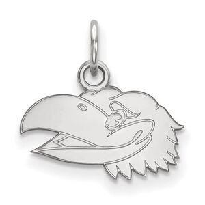 10k White Gold U. of Kansas XS (Tiny) Left Profile Mascot Charm